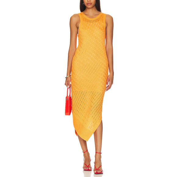 525 Dresses & Skirts - 525 America Orange Asymmetrical Knit Midi Dress